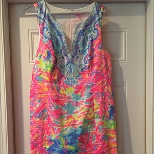 Lilly Pulitzer neon dress.